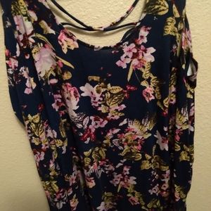 Dark top with criss cross straps